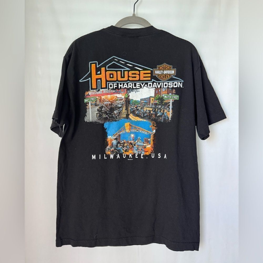 Harley Davidson Shirt Men's Sz L Black Short‎ Sleeve Outdoors Athletic Biker Tee